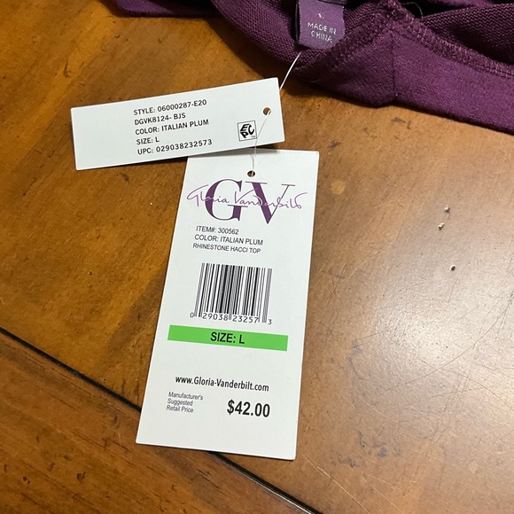 NWT ~ Gloria Vanderbilt Rhinestone Hacci Top. Sz. L - Picture 4 of 5